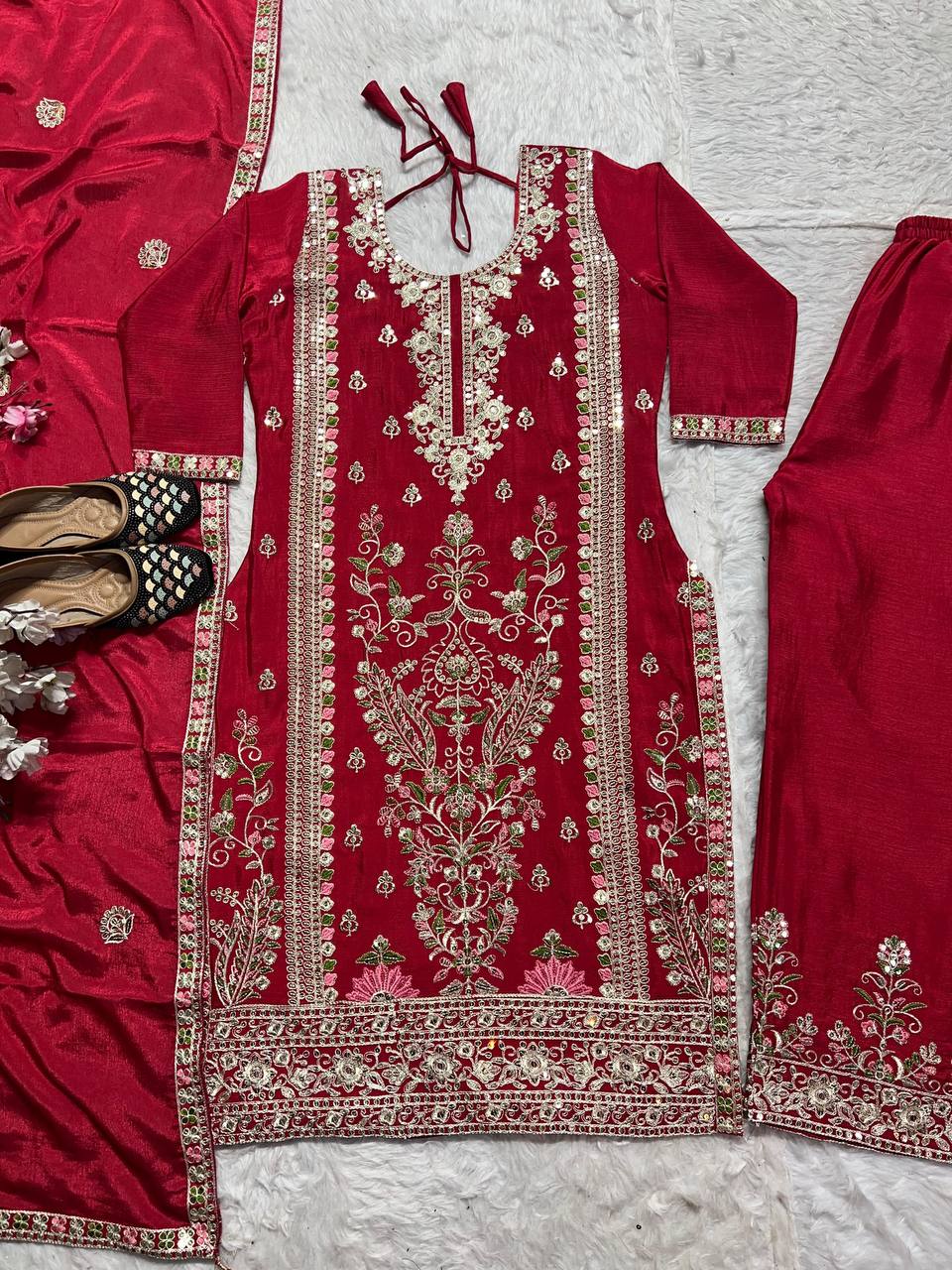 Regal Scarlet Heritage Kurta Set